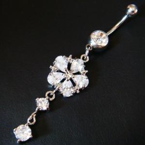 Cz Cubic Zirconia Flower Belly Button Navel Rings..