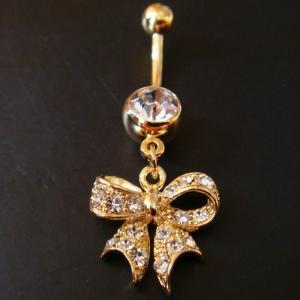 14g~3/8 Cute Bow Belly Button Navel Rings Ring Bar..