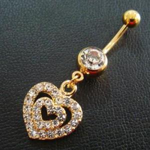 14g~3/8 Heart Love Belly Button Navel Rings Ring..