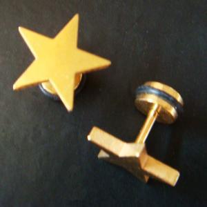 One Pair 2-size Star 16g Fake Ear Plugs Rings..