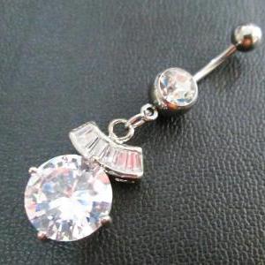 14g~3/8 Cubic Zirconia Belly Button Navel Rings..