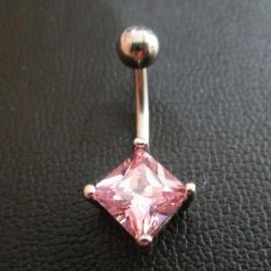 14g~3/8 Cz Square Belly Button Navel Rings Ring..