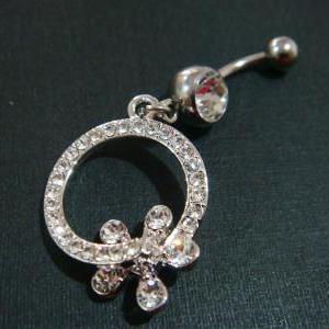 14g~3/8 Circle Flower Belly Button Navel Rings..