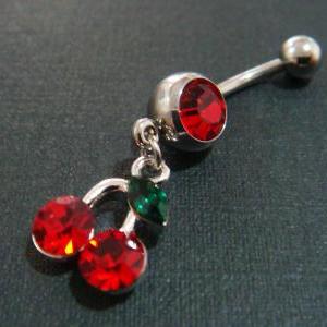 14g~3/8 Cherry Belly Button Navel Rings Ring Bars..