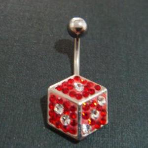 14g~3/8 Dice Belly Button Navel Rings Ring Bar..