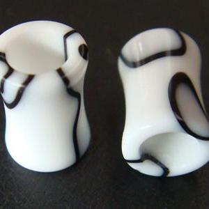 One Pair 6mm 2g Uv Marble Double Flare Hole Ear..