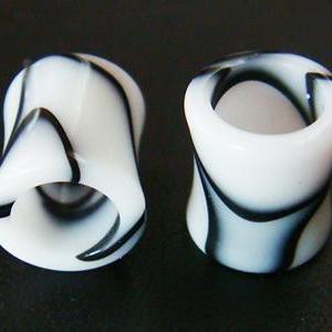 One Pair 8mm 0g Uv Marble Double Flare Hole Ear..