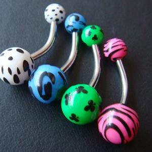 Lot 4 Pcs 14g~3/8 Belly Button Navel Rings Ring..