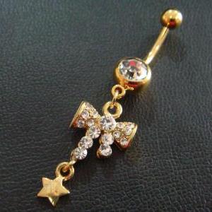 14g Bow Star Belly Button Navel Rings Ring Bar..