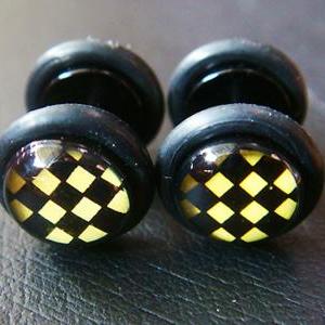 16g Pair Chess Acrylic Fake 0g Ear Plug Rings..