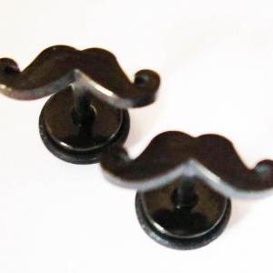 16g Mustache Fake Plugs Ear Plug Rings Earrings..