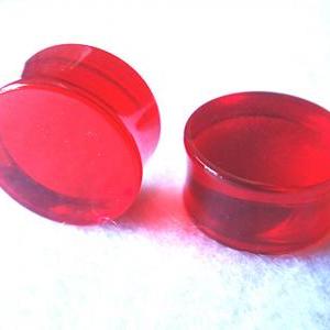 One Pair 18mm Red Double Flare Earrings Earlets..