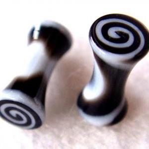 One Pair 8g Snail Double Flare Ear Plugs Ring..