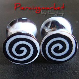 One Pair 0g Snail Double Flare Ear Plugs Ring..