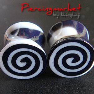 One Pair 00g Snail Double Flare Ear Plugs Ring..