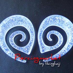 0g Clear Glitter Earrings Ear Plugs Ring Spiral..