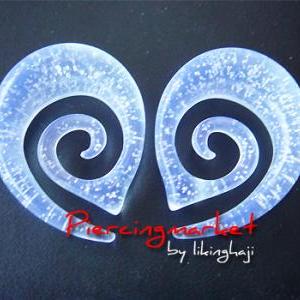 00g Clear Glitter Earrings Ear Plugs Ring Spiral..