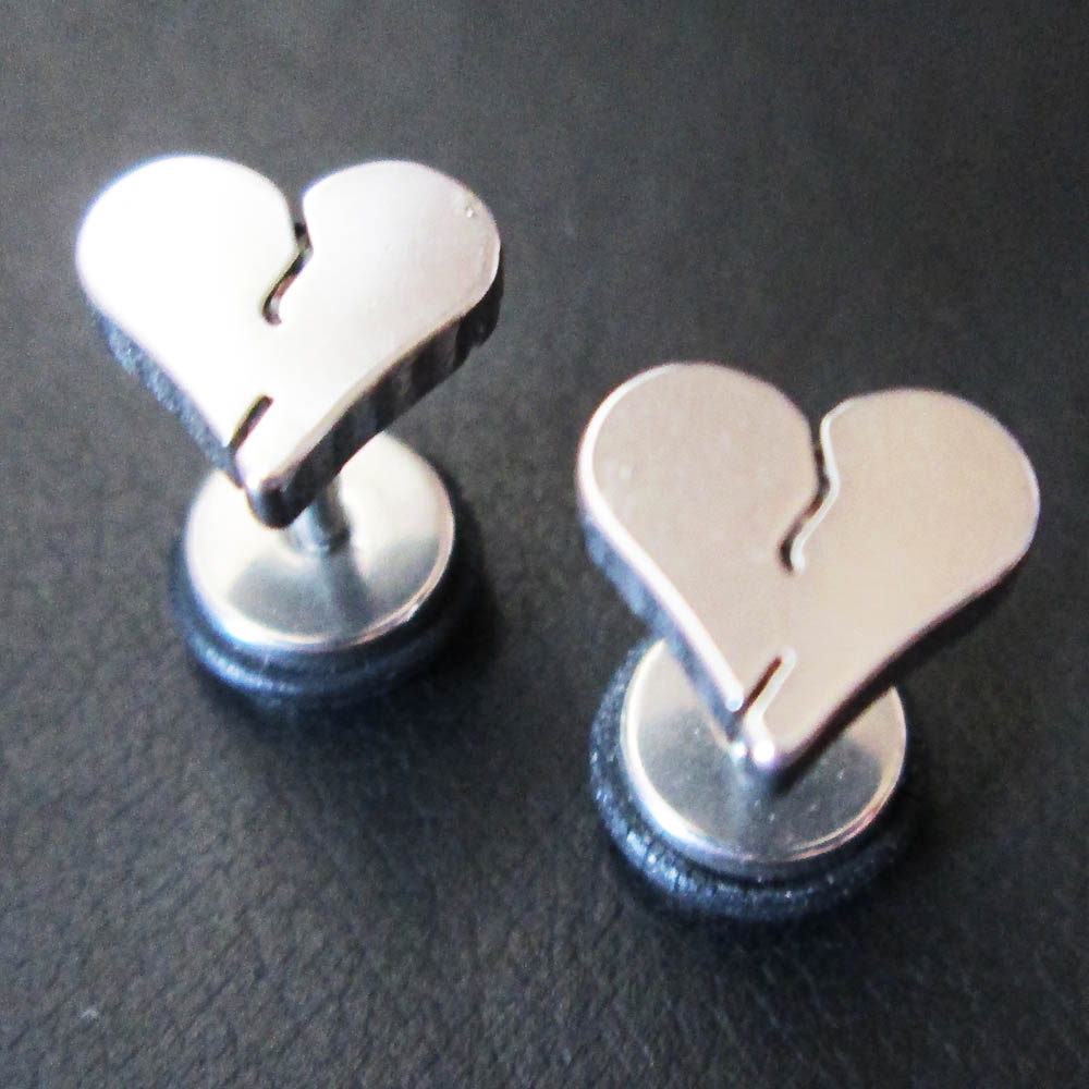 Heart Love Fake Ear Plugs Rings Earlets Earrings Body Piercing Jewelry