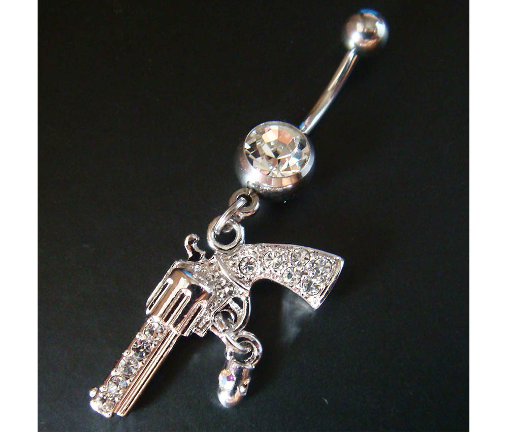 14g Gun Bullet Belly Button Navel Rings Ring Bar Body Piercing Jewelry