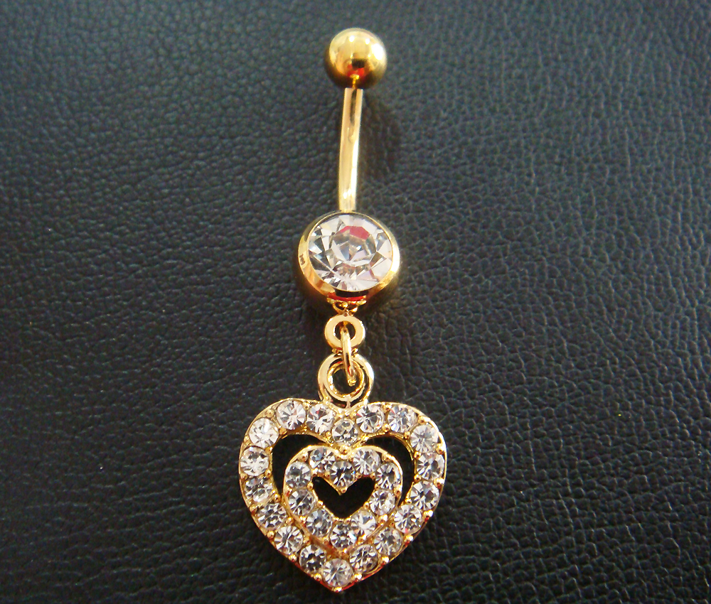 14g~3/8 Heart Love Belly Button Navel Rings Ring Bar Body Piercing Jewelry Gift
