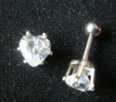 Heart Ear Ring Earlets Earrings Barbell Body Piercing Jewelry Gift