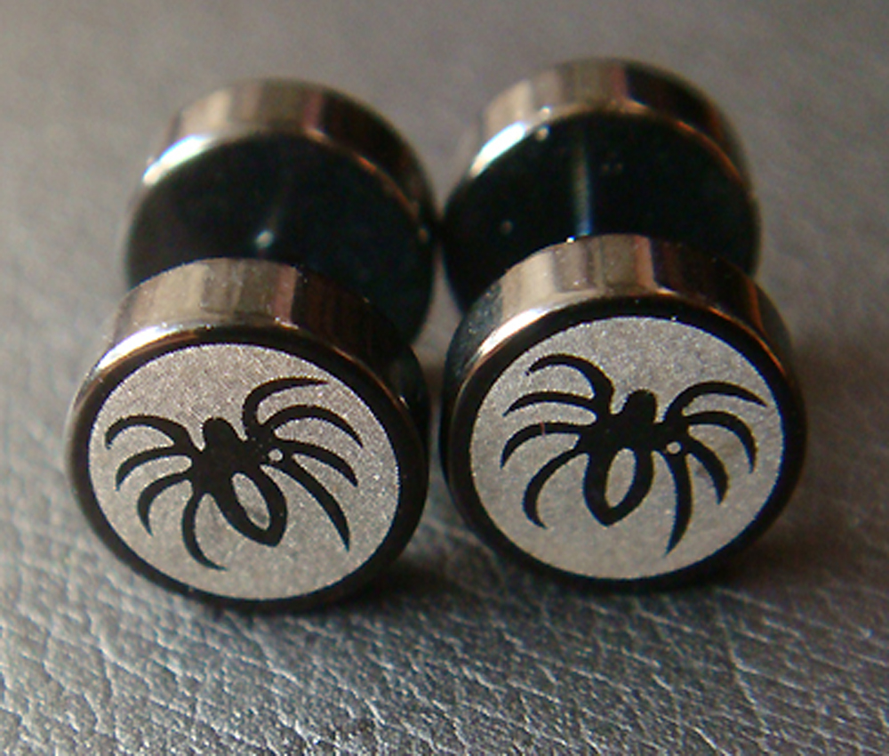 16g Spider One Pair 0g Fake Plugs Ear Plug Rings Earrings Earlets Lobe Body Piercing