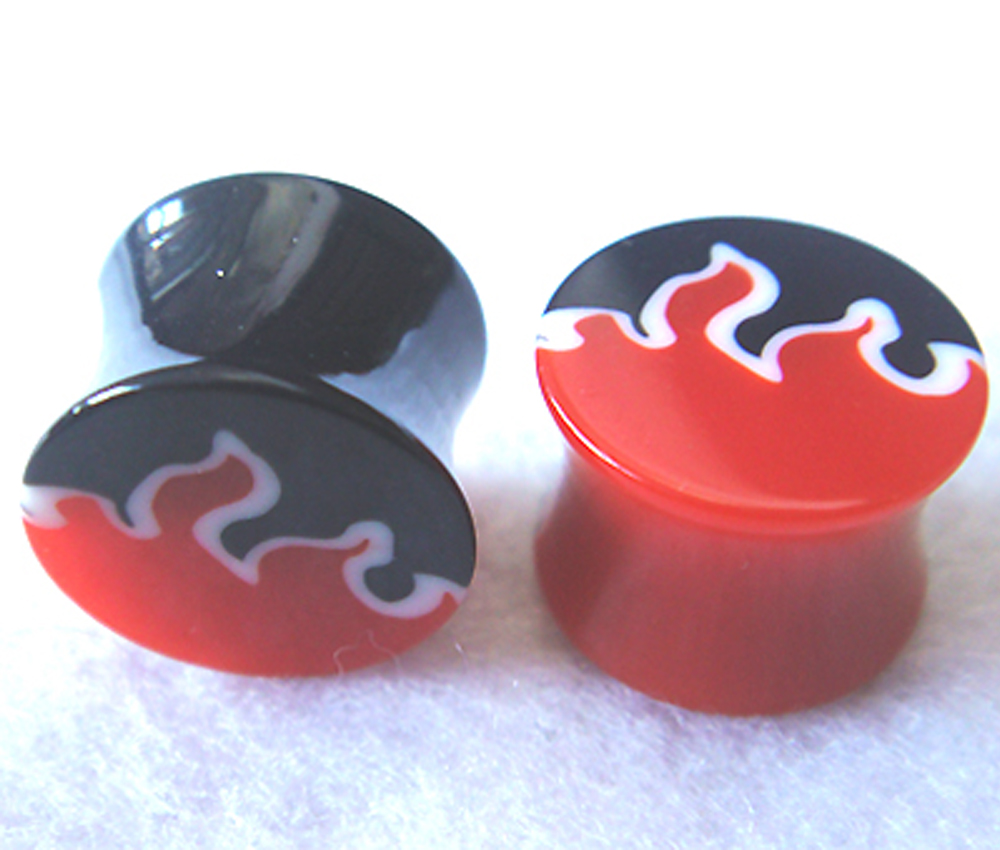 One Pair 1/2" Fire Double Flare Earrings Earlets Lobe Ear Plugs Ring Body Piercing Gift