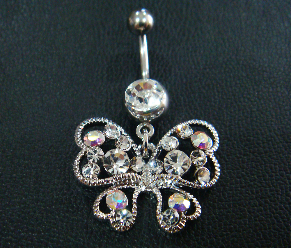 14g 3/8 Butterfly Belly Button Navel Rings Ring Bar Body Piercing Jewelry