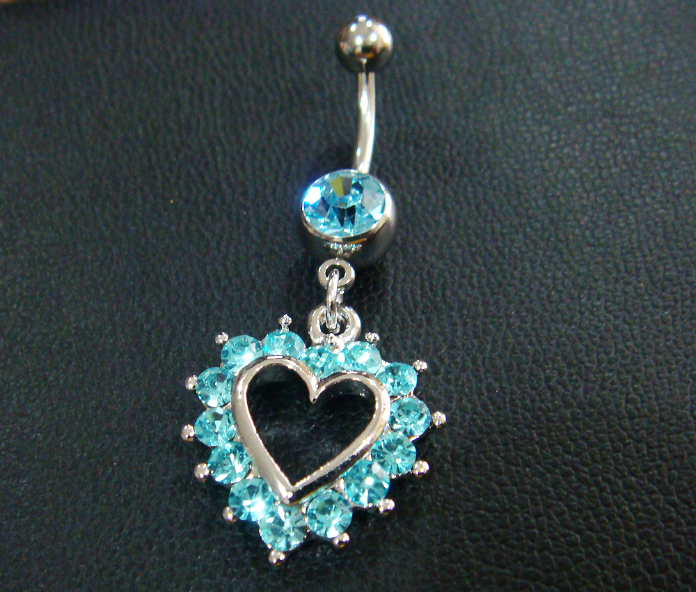 14g 3/8 Heart Love Belly Button Navel Rings Ring Bar Body Piercing Jewelry
