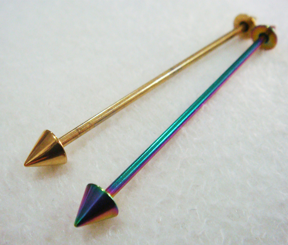 14g 49mm Spike Cone Long Industrial Bar Barbell Ear Ring Body Piercing Gift