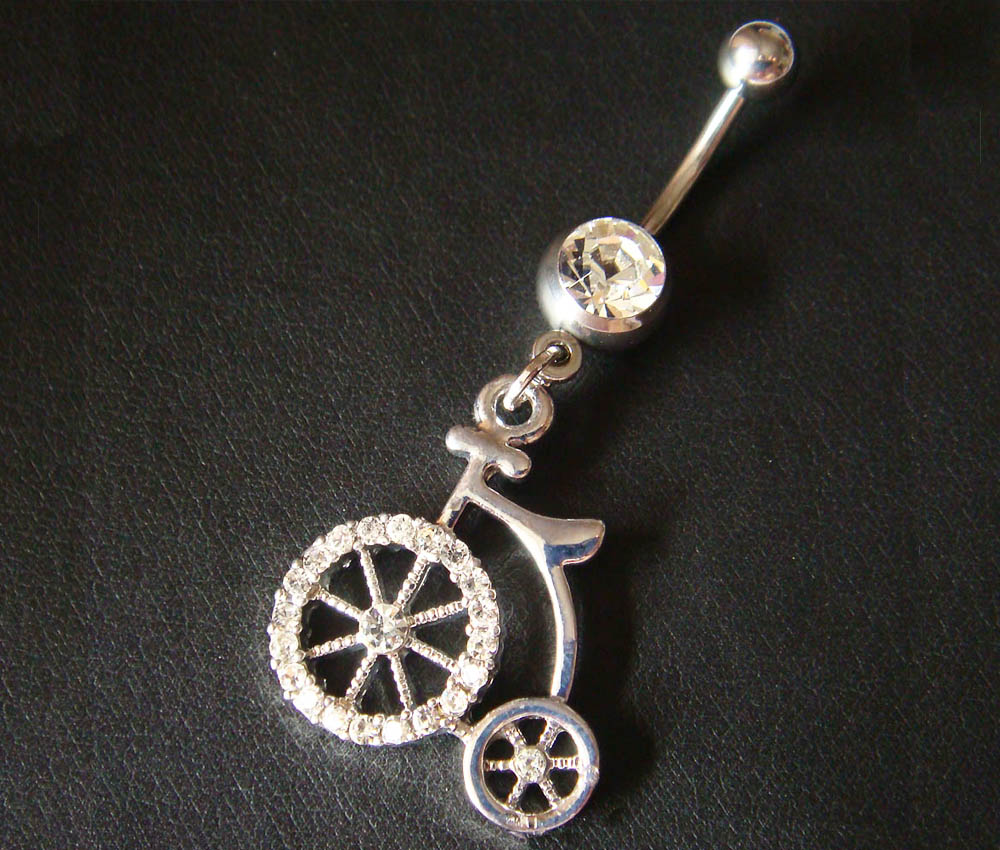 14g Old-bicycle Bike Belly Button Navel Rings Bar Body Piercing Jewelry Gift