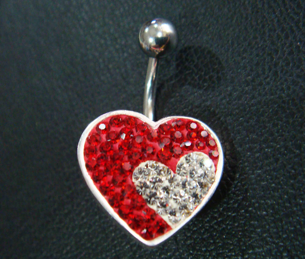 14g Cute Heart Love Belly Rings Navel Ring Bar Button Body Piercing Jewelry