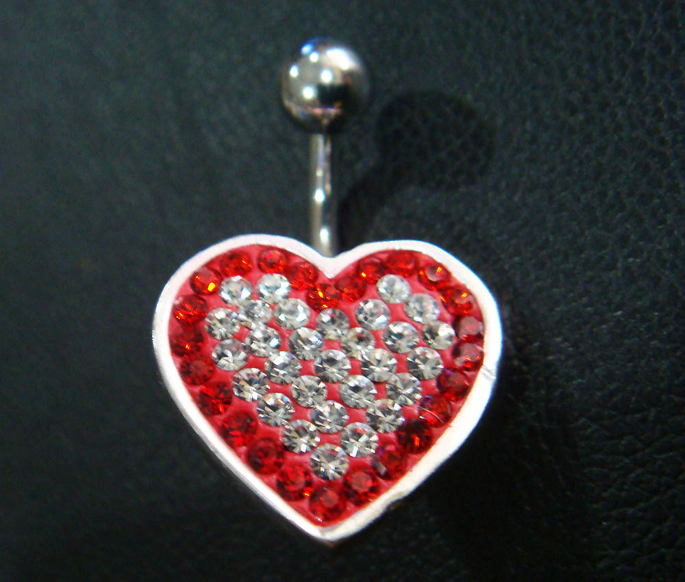 14g Cute Heart Love Belly Rings Navel Ring Bar Button Body Piercing Jewelry