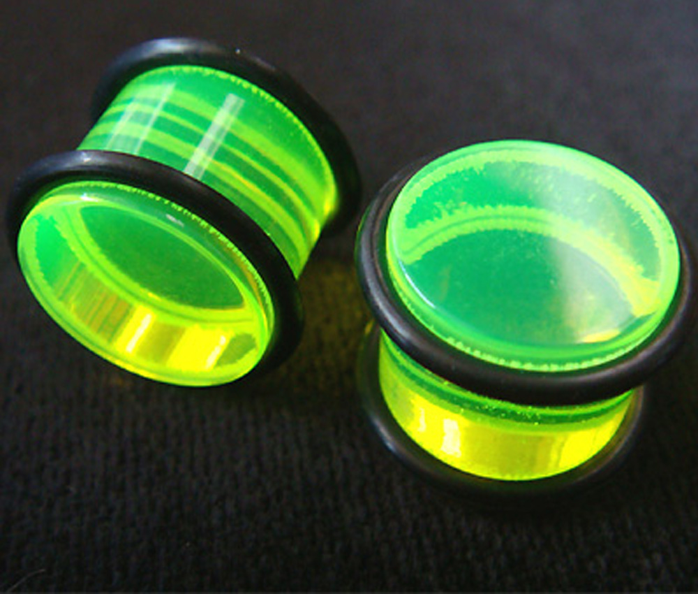 One Pair 9/16" 14mm Green Ear Plug Rings Earrings Earlet Lobe Body Piercing O-rings