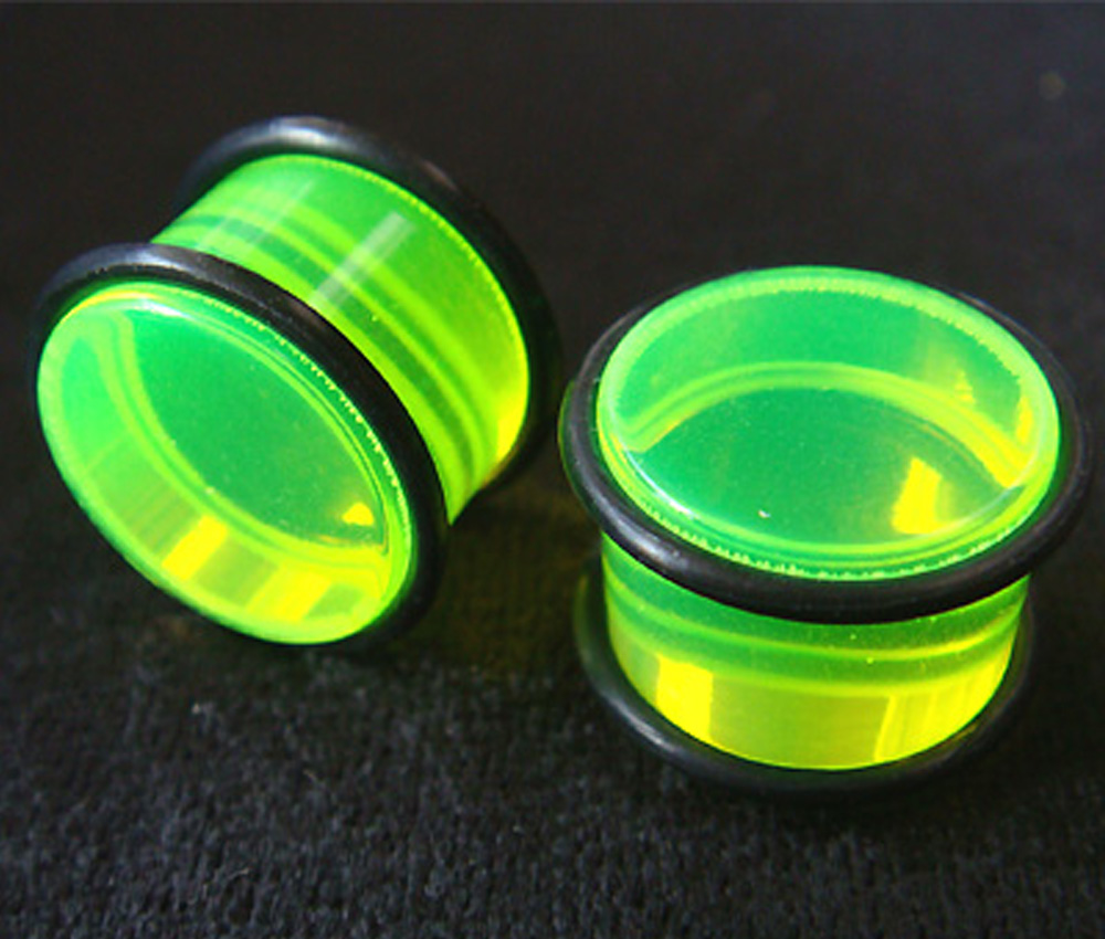 One Pair 5/8" 16mm Green Ear Plug Rings Earrings Earlet Lobe Body Piercing O-rings