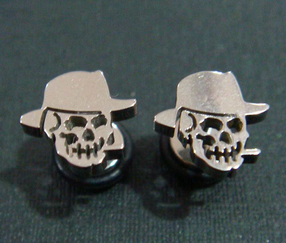 Skull Fake Plugs Ear Plug Rings Earrings Body Piercing Jewelry