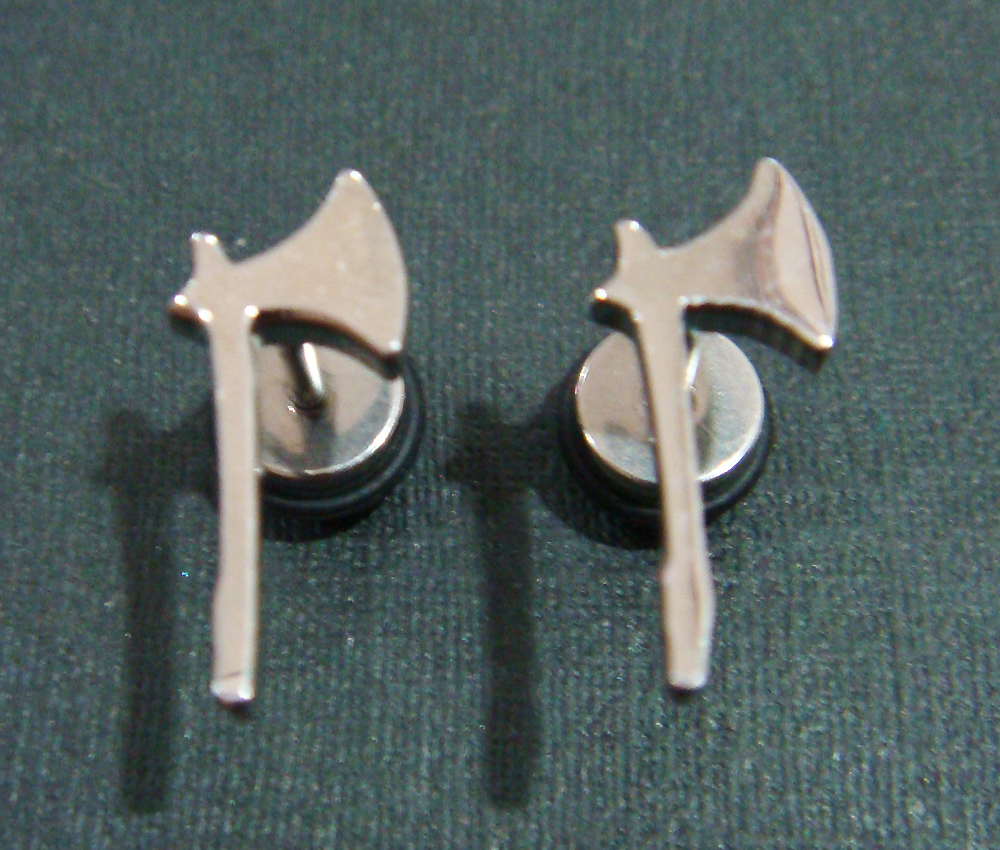 16g Axe Ax Hatchet Tomahawk Fake Plugs Ear Plug Rings Earrings Body Piercing Jewelry