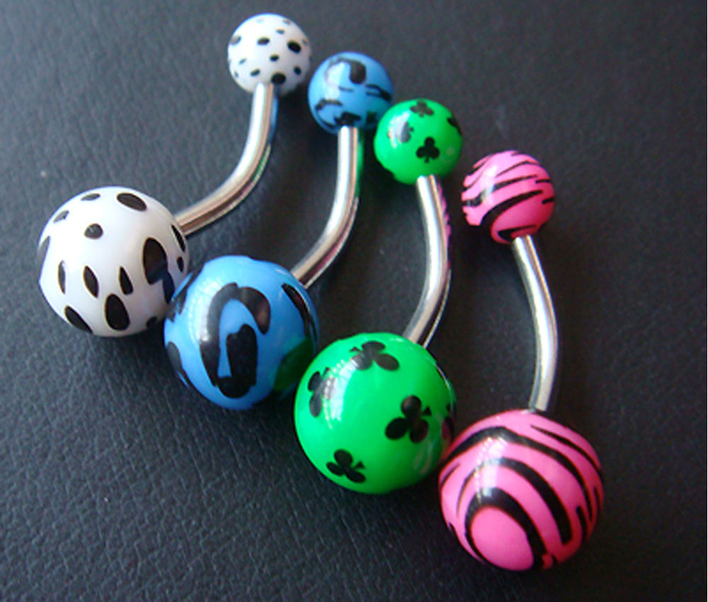 Lot 4 Pcs 14g~3/8 Belly Button Navel Rings Ring Bars Ear Body Piercing Jewelry