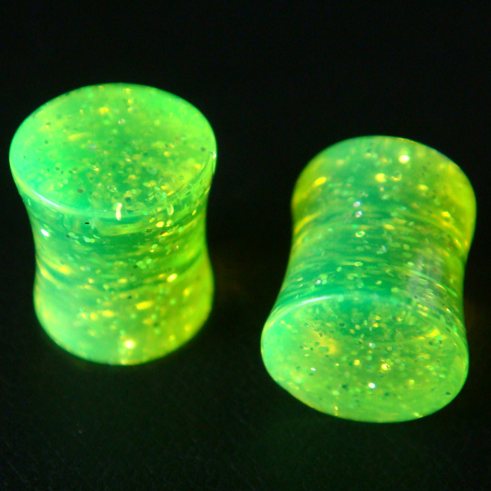 3-color Choose One Pair 0g 0 Gauge 8mm Glitter Double Flare Earrings Earlets Lobe Ear Plugs Ring Body Piercing Gift