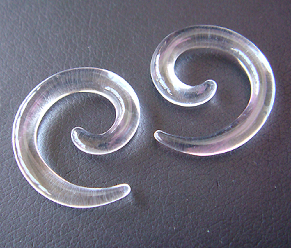 One Pair 3mm Clear 8g Uv Acrylic Ear Plugs Rings Earrings Earlets Lobe Spiral Body Piercing