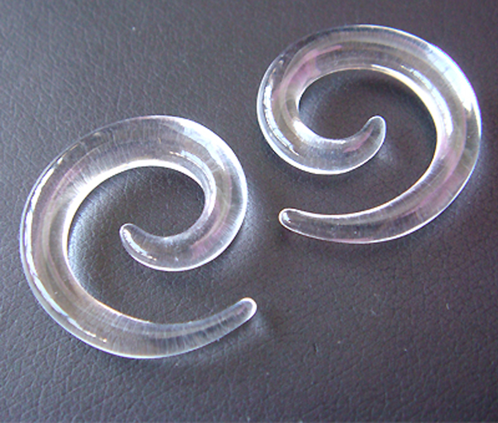 One Pair 4mm Clear 6g Uv Acrylic Ear Plugs Rings Earrings Earlets Lobe Spiral Body Piercing