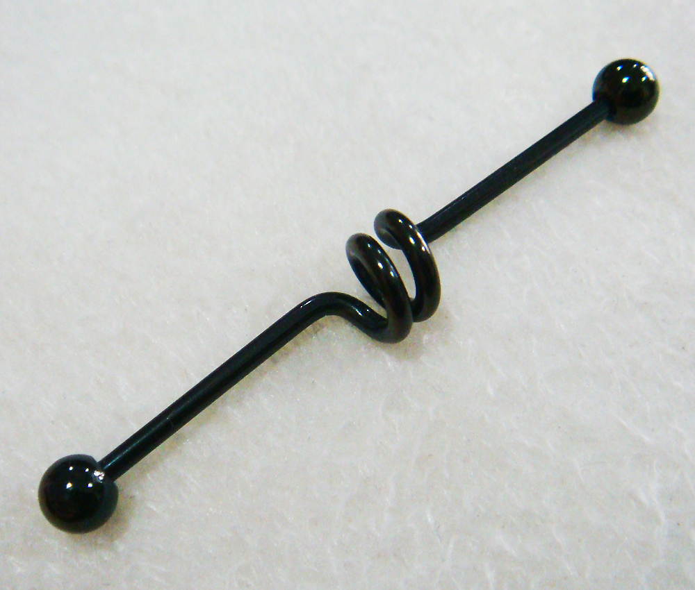 14g 44mm Coil Helix Long Industrial Bar Barbell Ear Ring Body Piercing Gift