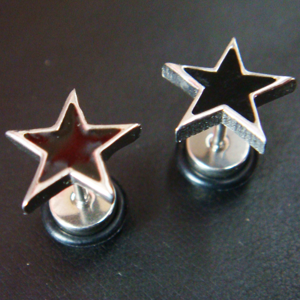 16g Star Fake Plugs Ear Plug Rings Earrings Body Piercing Jewelry