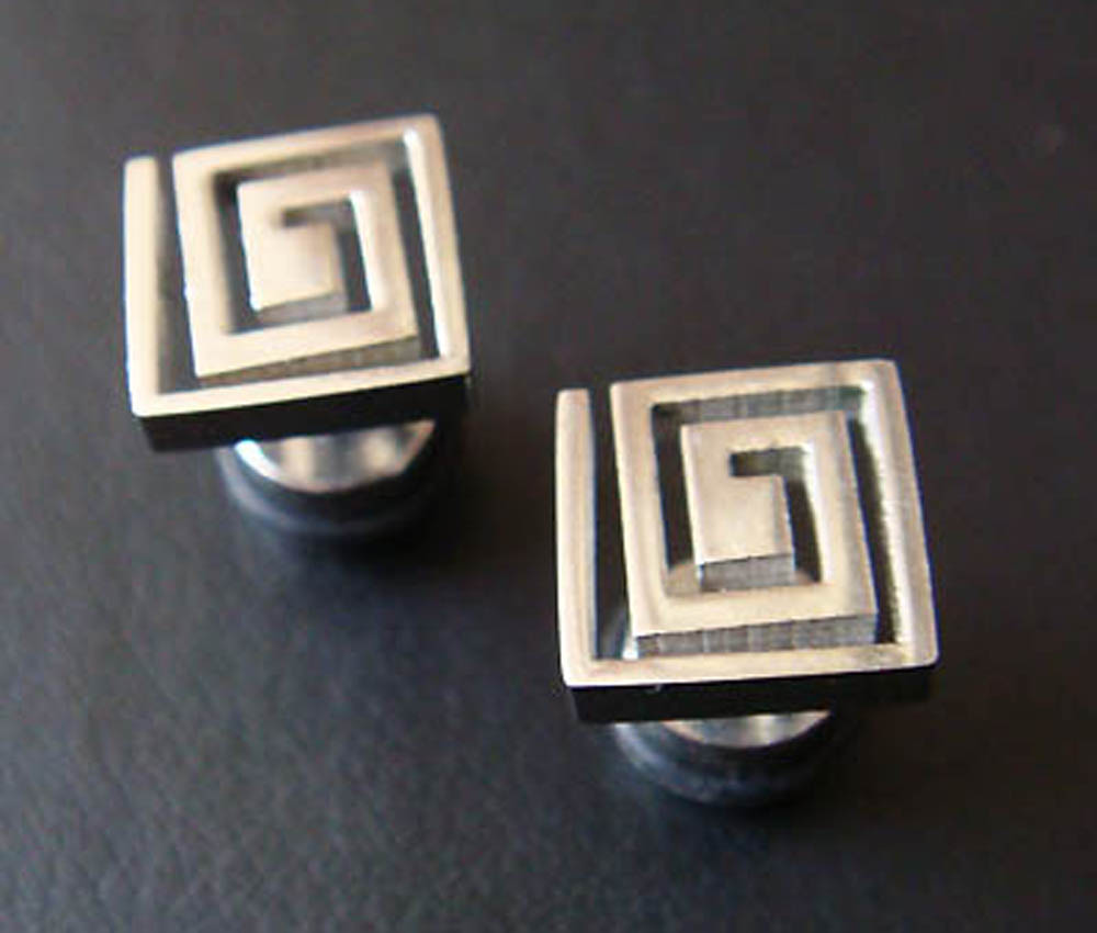 16g Square Swirl One Pair 2g Fake Ear Plug Ring Earlet Earrings Body Piercing Jewelry Lobe