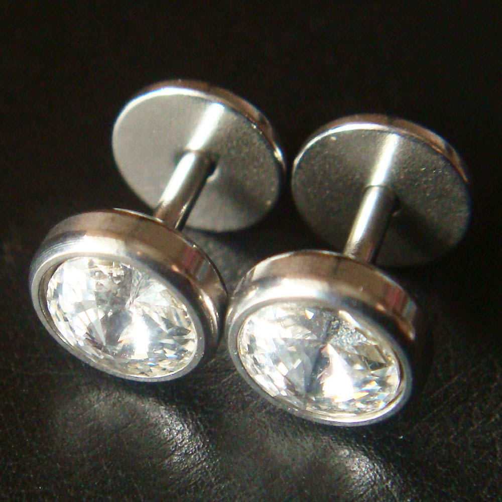 2-color To Choose 16g Pair 7mm Fake Ear Plugs Ring Korean Earrings Body Piercing Jewelry