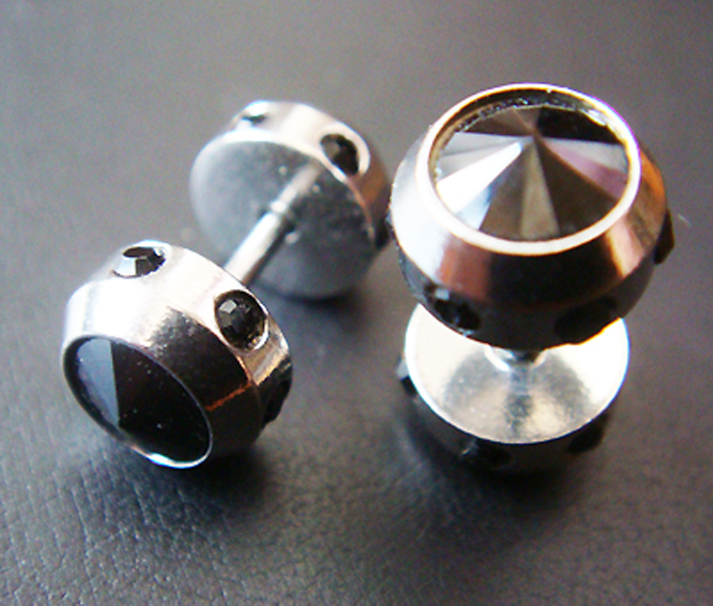 Pair 16g~1/4 Fake Ear Plug Rings Korean Earrings 0g~8mm Body Piercing Jewelry Gem