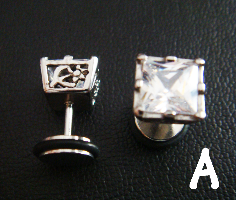 Pair 16g Quad Cz Stone Ear Ring Rings Earrings Earlets Body Piercing Jewelry Gift