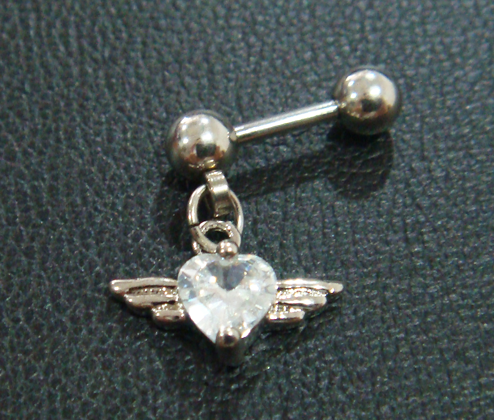 One Piece 16g Cupid Heart Auricle Ear Piercing Earring Bar Barbell Body Piercing Jewelry