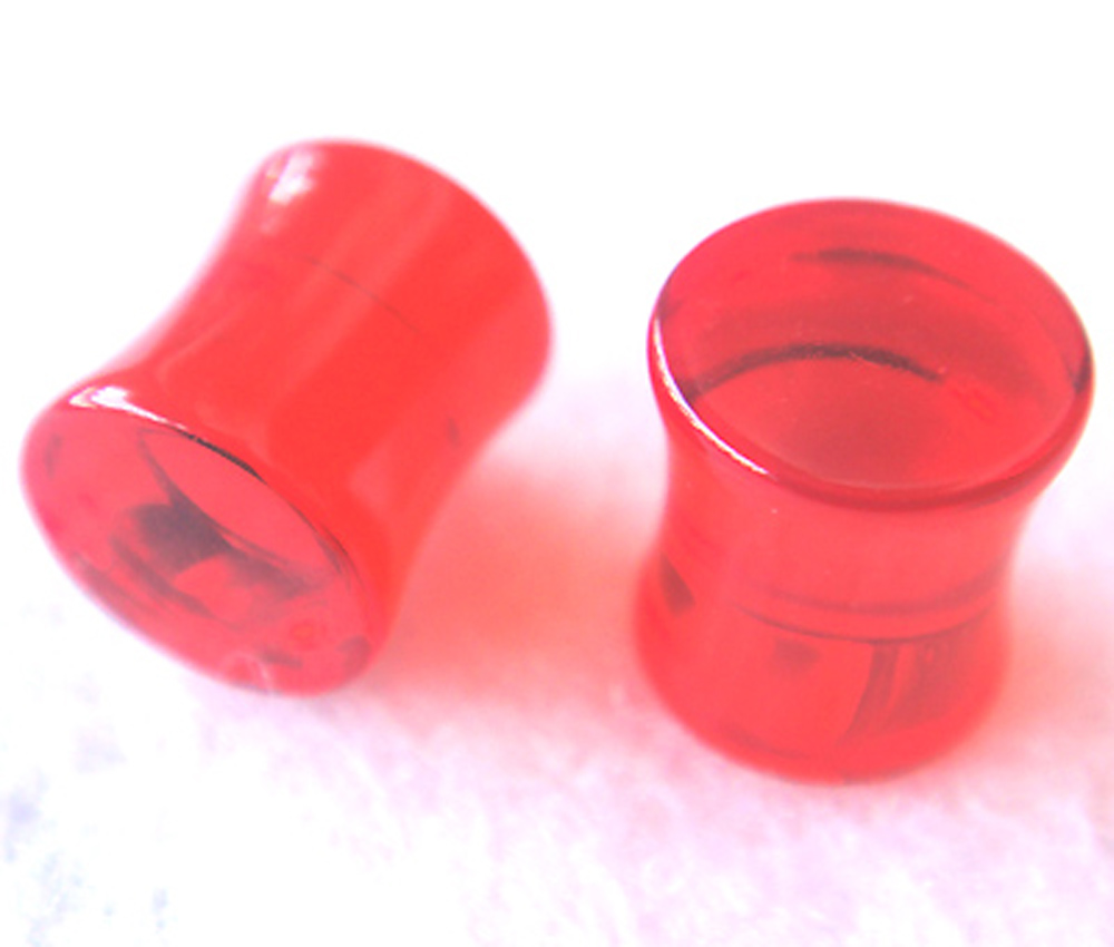 One Pair 0g Red Double Flare Earrings Earlets Lobe Ear Plugs Ring Body Piercing Gift