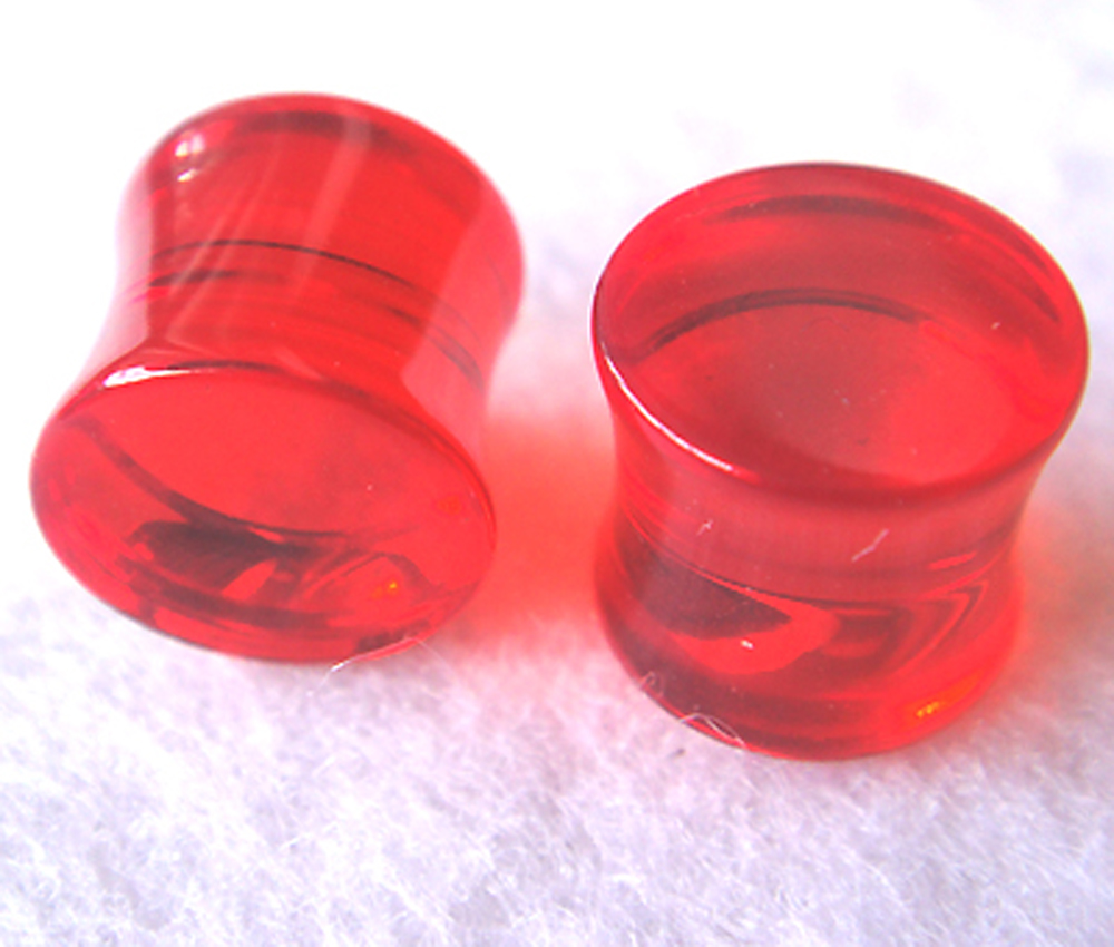 One Pair 00g Red Double Flare Earrings Earlets Lobe Ear Plugs Ring Body Piercing Gift